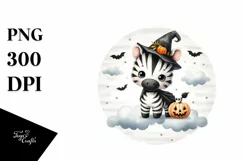 Cute Baby Zebra Cloud Halloween PNG Product Image 1