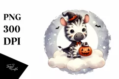 Cute Zebra Halloween Clipart PNG Product Image 3