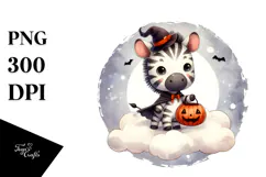 Cute Zebra Halloween Clipart PNG Product Image 1