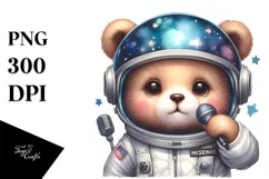Cute Baby Bear Astronaut PNG Product Image 1