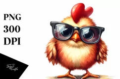 colorful Funny Chicken with Sunglasses | Clipart Product Image 1