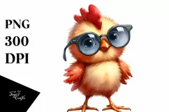 colorful Funny Chicken with Sunglasses | Clipart Product Image 3