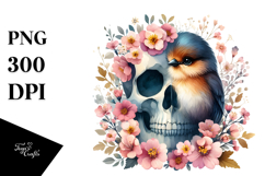 Cute Spring Bird Skull PNG Product Image 1
