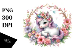 Hawaiian Flowers Unicorn Clipart Product Image 1