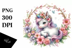 Hawaiian Flowers Unicorn Clipart Product Image 1