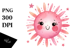 Simple Pinkish Smiling Sun PNG Product Image 1