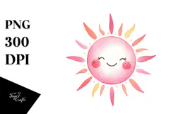 Simple Pinkish Smiling Sun PNG Product Image 1