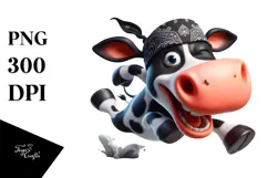 Goofy Holstein Cow with Bandana PNG Product Image 1