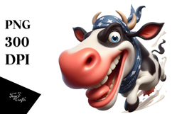 Goofy Holstein Cow with Bandana Digital Painting Product Image 1