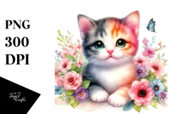 Colorful Cat Watercolor PNG Product Image 3