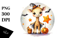 Cute Baby Giraffe Halloween PNG Product Image 1