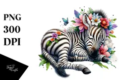 Watercolor Baby Zebra PNG Product Image 1