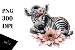 Watercolor Baby Zebra PNG Product Image 1