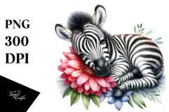 Digital Watercolor with Adorned Baby Zebra, Transparent PNG Product Image 1