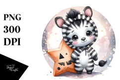 Cute Baby Zebra on Star for Halloween PNG Product Image 1