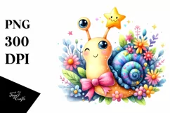 Colorful Smiling Cute Baby Snail Whimsical Star Product Image 1