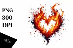 Fire Heart, Watercolor PNG Product Image 1