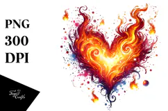 Fire Heart Illustration PNG Product Image 1
