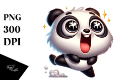 Silly Cartoon Panda with Sparkling Eyes PNG Product Image 1