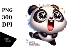 Silly Cartoon Panda with Sparkling Eyes PNG Product Image 1