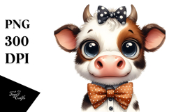 Funny Baby Cow with Cool Hair, PNG Product Image 1