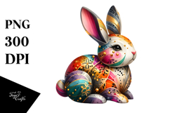 Golden Wooden Bunny Watercolor Art PNG Product Image 1