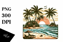 Vintage Tropical Island Beach Clipart Product Image 3
