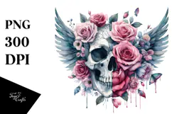 Skull with Flowers Design, Transparent PNG Product Image 1