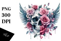 Skull with Flowers Design, Transparent PNG Product Image 1