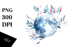 Vibrant Abstract Moon Foliage | Sublimation Clipart Product Image 1