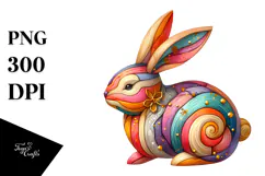 Wooden Bunny with Golden Inserts, Transparent PNG Product Image 1