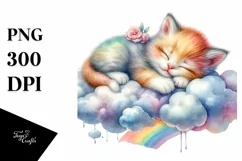 Colorful Baby Cat on Cloud | Clipart Product Image 1