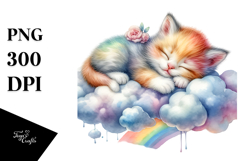 Colorful Baby Cat on Cloud | Clipart Product Image 1