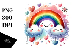 Colorful Rainbow with Hearts PNG Product Image 1