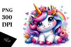 Cute Funny Unicorn, PNG Product Image 1