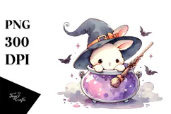 Cute Baby Rabbit with Halloween Pumpkin PNG Product Image 1
