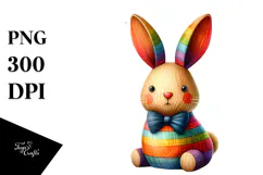 Colorful Bunny Made of Wood PNG Product Image 1