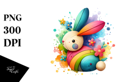 Colorful Bunny Made of Wood PNG Product Image 1
