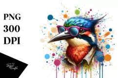 Colorful Quirky Artistic Bird | Sublimation Clipart Product Image 3