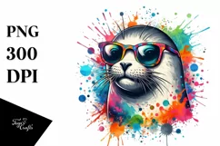Colorful Quirky Artistic Seal | Sublimation Clipart Product Image 3