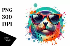 Colorful Quirky Artistic Seal | Sublimation Clipart Product Image 3