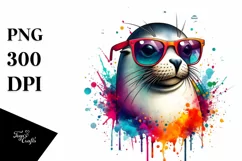 Colorful Quirky Artistic Seal | Sublimation Clipart Product Image 3