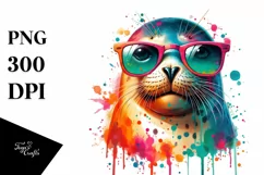 Colorful Quirky Artistic Seal | Sublimation Clipart Product Image 1