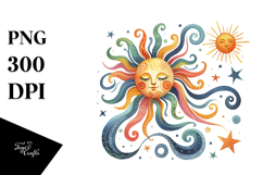 Colorful Whimsical Sun in Watercolor Product Image 1