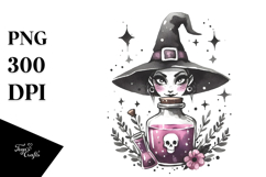 Retro Evil Witch with Magic Potion PNG Product Image 1