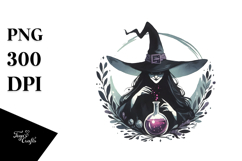 Retro Evil Witch with Magic Potion PNG Product Image 1