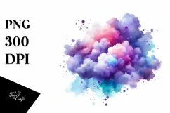 Colorful Purple Watercolor Cloud | Clipart Product Image 3