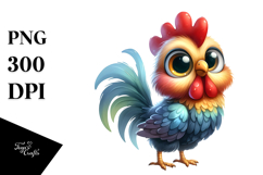 Proud Rooster Watercolor Clipart Product Image 1
