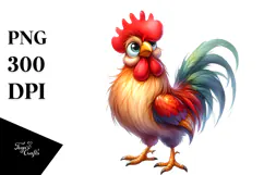 Proud Rooster Watercolor Clipart Product Image 1