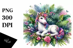 Baby Unicorn in Jungle, Adventure PNG Product Image 3